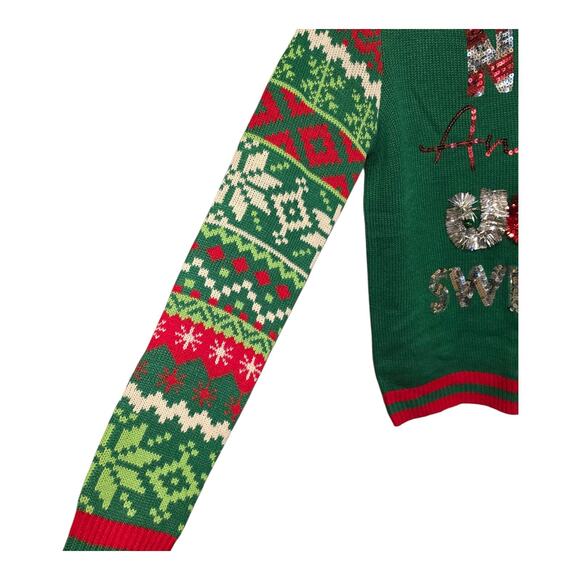 No Boundaries Ugly Christmas Sweater Womens Size Large Green Red Holiday Party - Picture 9 of 12